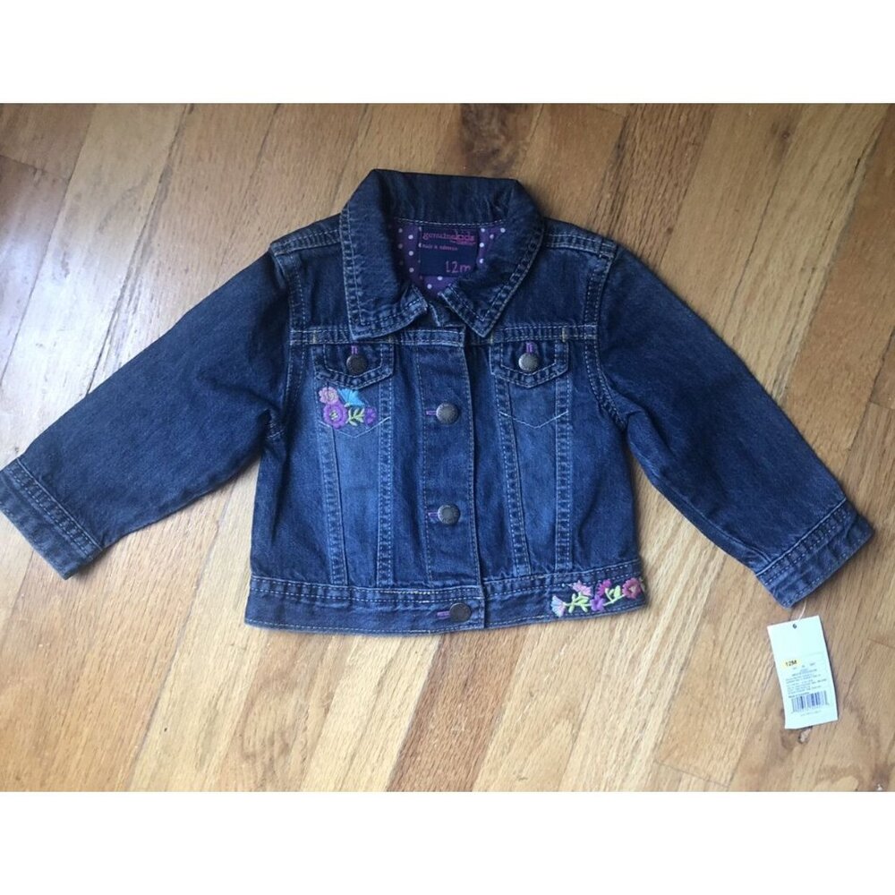 🆕Genuine Kids 12M Floral Embroidered Jean Jacket